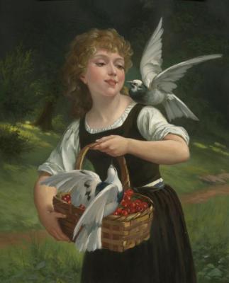Girl with pigeons. Kalina Oksana