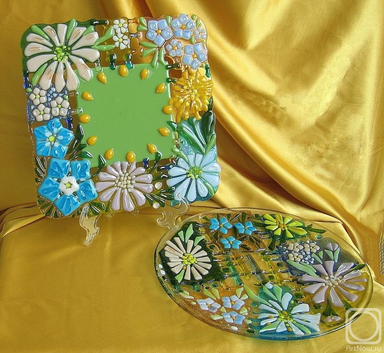 Repina Elena. "Chintz summer" A set of accessories for the living room or kitchen, glass, fusing