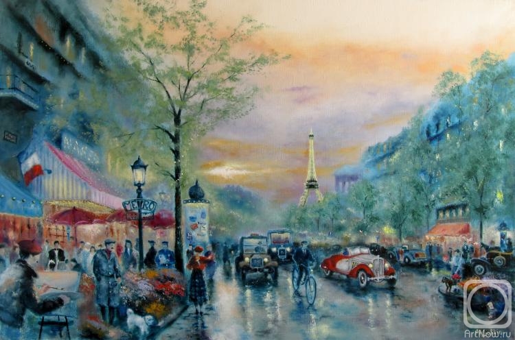 Gubkin Michail. Streets of Paris (based on Thomas Kincaid)