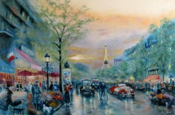 Streets of Paris (based on Thomas Kincaid)