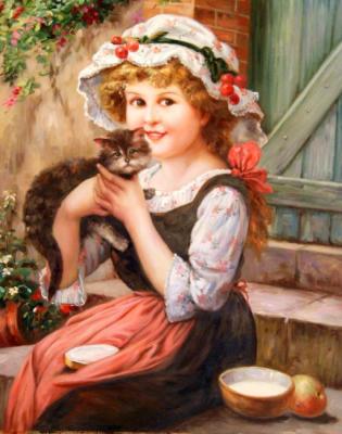 Girl and cat. Smorodinov Ruslan
