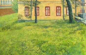 Green meadow before the light house. Dementiev Alexandr