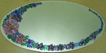 Decor for a mirror "Round Dance of the Flowers" glass fusing