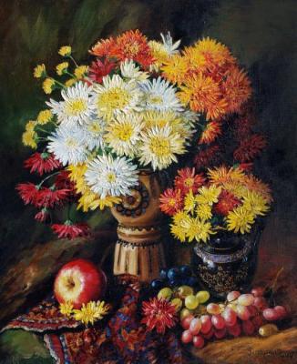 Still life with oaklets and fruit. Simonova Olga