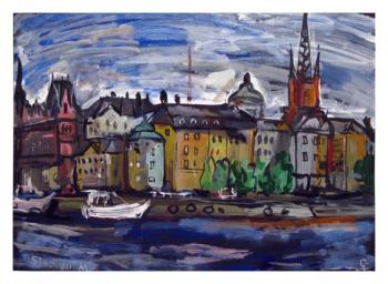 Stockholm. Knight's view of the island (Riddarholmen) from the town hall. Zverlin Ury