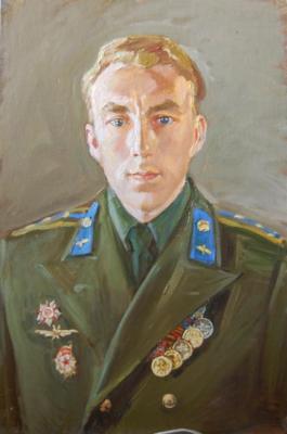 Portrait of a hero-pilot, from a photograph. Dobrovolskaya Gayane