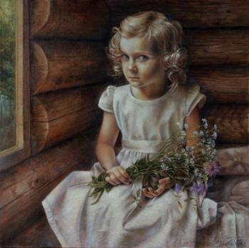 Girl with wild flowers. Braginsky Arthur