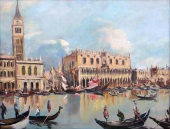 Venice, Doge's Palace. Antonio Canaletto (stylized copy). Korolev Andrey