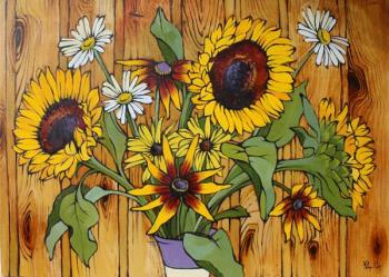 Картина «Букет с подсолнухами»