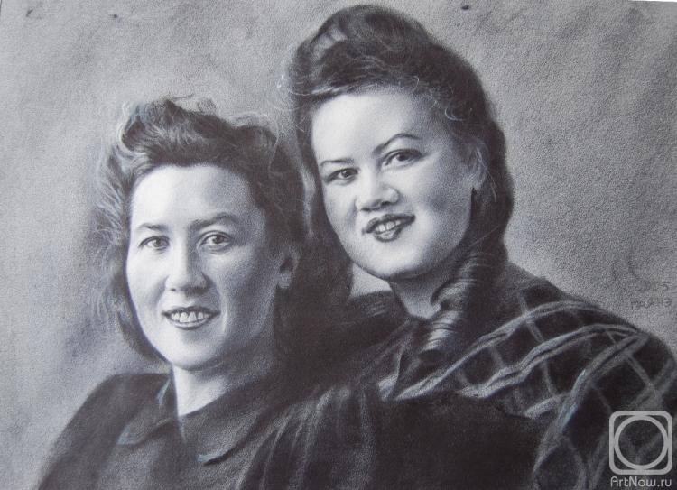 Dobrovolskaya Gayane. Mom and Aunt Zoya, drawn from a photograph