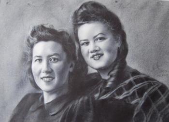 Mom and Aunt Zoya, drawn from a photograph. Dobrovolskaya Gayane