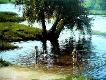 in the country (Landscape With Bathing Children). Fyodorov Vladymir
