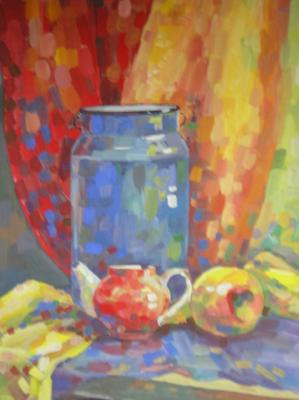 Still-life with a dark blue can ( ). Reutova Yaroslava