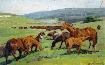 Horses (Sovietic Painting). Rubinsky Igor