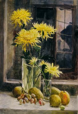 Golden chrysanthemums. Lesokhina Lubov