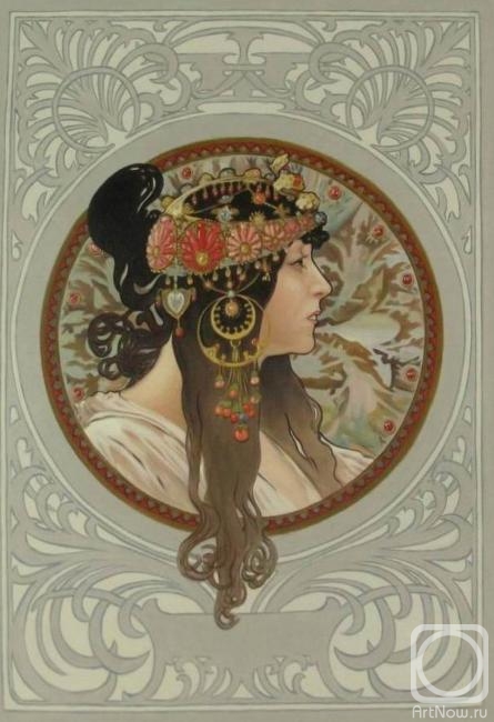 Smorodinov Ruslan. Byzantine brunette. Copy of A. Mucha