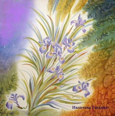 Shawl-batik "Irises"
