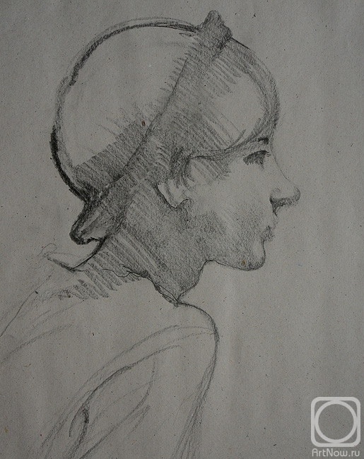 Kozlov Peter. Sonya in a hat (sketch)