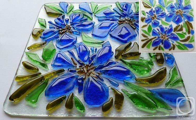 Repina Elena. Stained glass insert in the furniture fronts and interior doors "Summer Forever" glass fusing