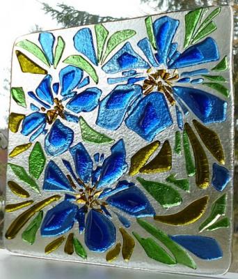 Stained glass panno "Summer Forever" glass fusing (Blue Door). Repina Elena