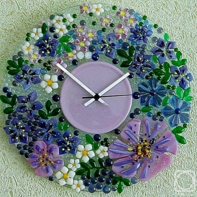 Repina Elena. Wall clock "Anniversary" glass, fusing