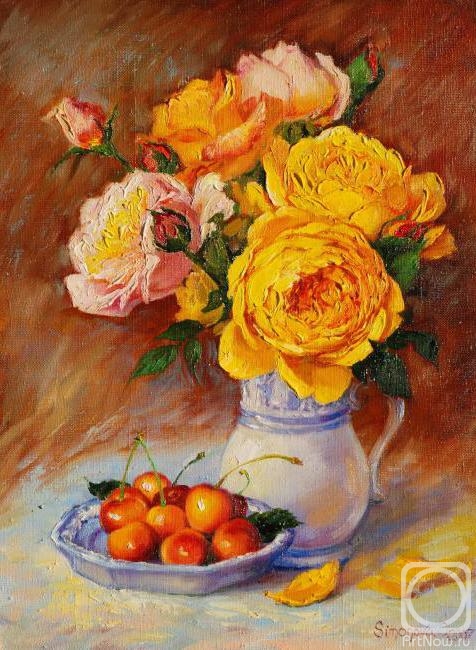 Simonova Olga. Roses and sweet cherry
