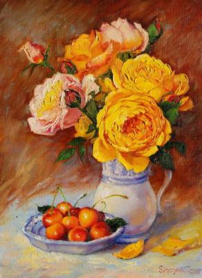 Roses and sweet cherry. Simonova Olga