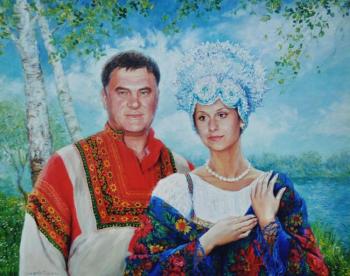 Family portrait in the Russian suits. Simonova Olga