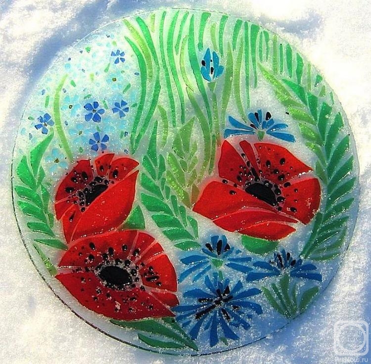 Repina Elena. Glass dish for the holiday table, "Summer recollections" fusing