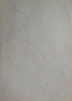 A sketch of a young woman (Young Girl Sitting). Gaganov Alexander