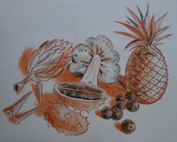 613 Experimental still life with vegetables and fruits (). Lukaneva Larissa