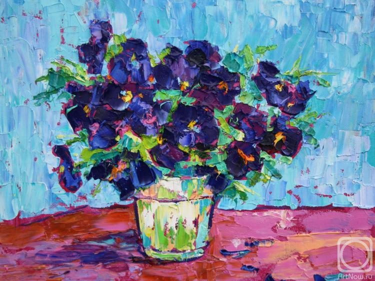 Rezanova-Velichkina Olga. Flowers on the blue