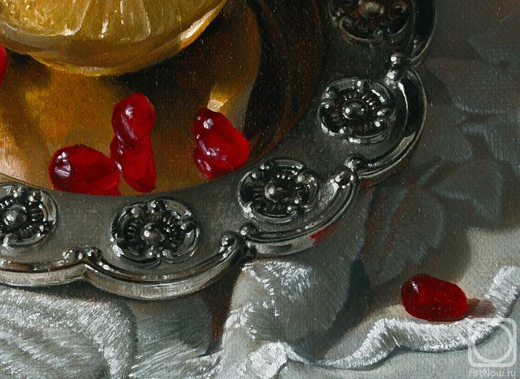 Mazur Nikolay. Still life with a silver cup. Fragment