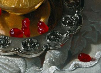 Still life with a silver cup. Fragment. Mazur Nikolay