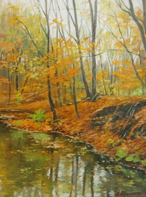 Autumn, stream in the forest. Chernyshev Andrei