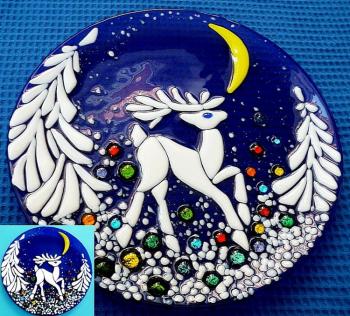 Glass dish for the holiday table, "Silver Hoof" fusing (Silver Dish). Repina Elena