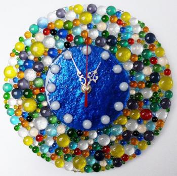Wall clock "New Year" glass, fusing. Repina Elena