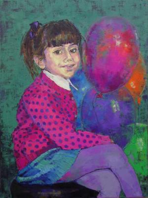 Tata. The girl with balloons