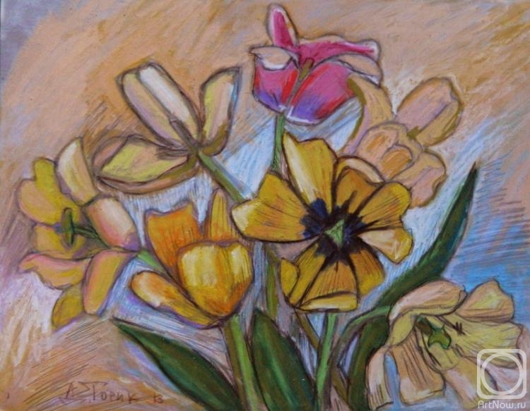 Torik-Hurmatova Dilara. Bouquet of spring tulips