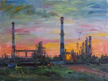 Oil Refinery at sunset