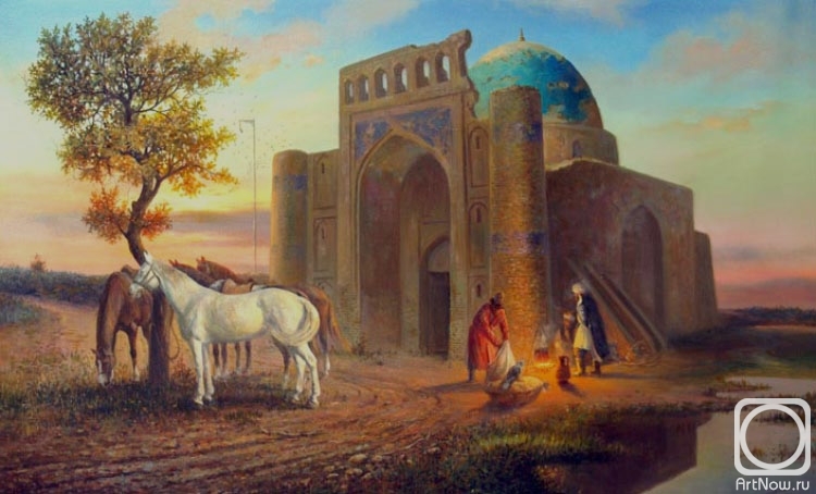 Khayrudinov Anvar. Sunset stop at the mausoleum of Seyfeddin-Boharzi in Bukhara