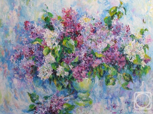 Kruglova Irina. Lilacs on a blue background