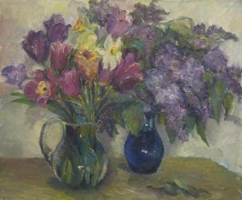 Still life with tulips and lilacs. Kalmykova Yulia
