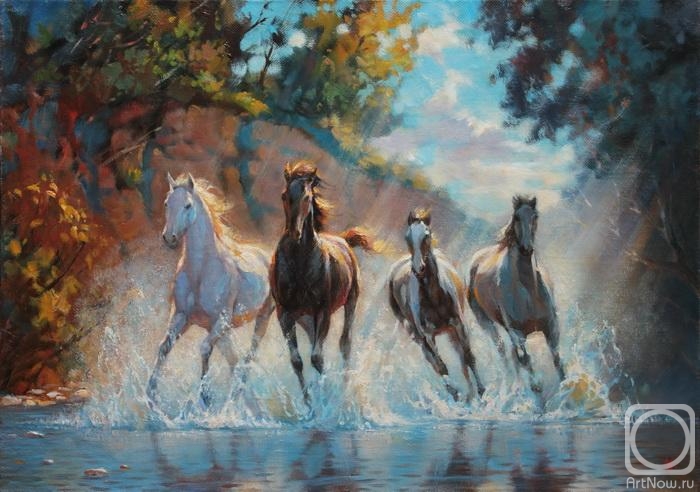 Лошади» картина Медведкина Евгения маслом на холсте — заказать на ArtNow.ru
