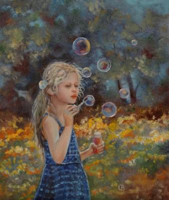 girl and soap bubbles. Razumova Svetlana