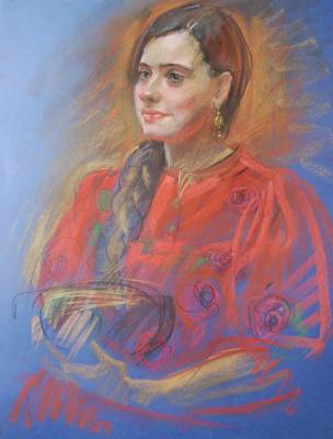 Painting The Portret of Alina in Red. Dobrovolskaya Gayane