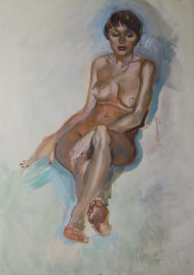 Painting Naked Girl Sitting. Dobrovolskaya Gayane