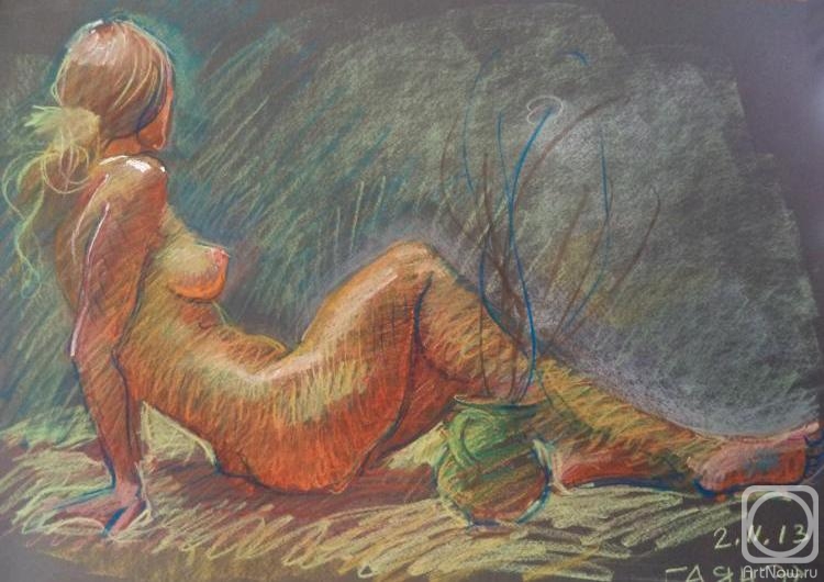 Dobrovolskaya Gayane. Naked Girl Sitting - 1