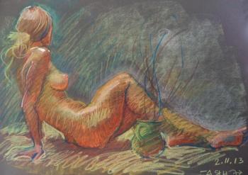 Dobrovolskaya Gayane Khachaturovna. Naked Girl Sitting - 1