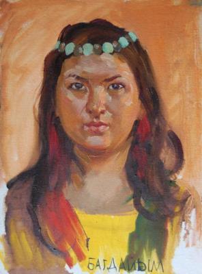 Girl in Eastern (Oriental) dress, from nature